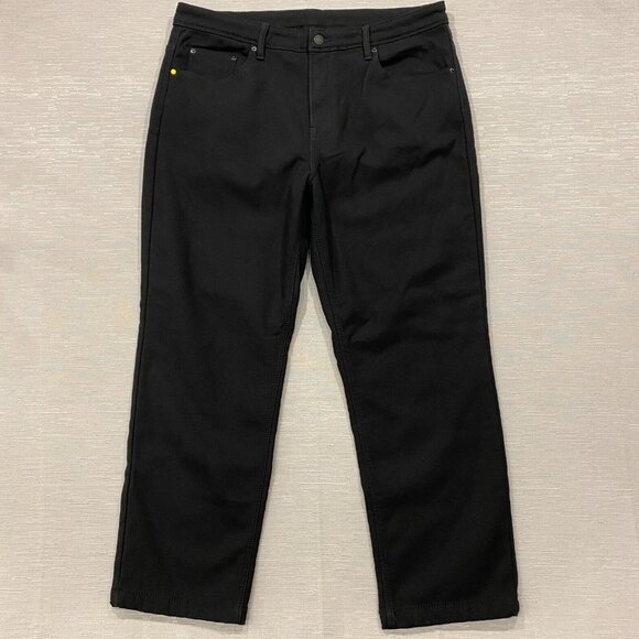 CAT Caterpillar Work Pants Mens 40 x 30 Black Canvas Fleece Lined Insulated - Picture 1 of 13